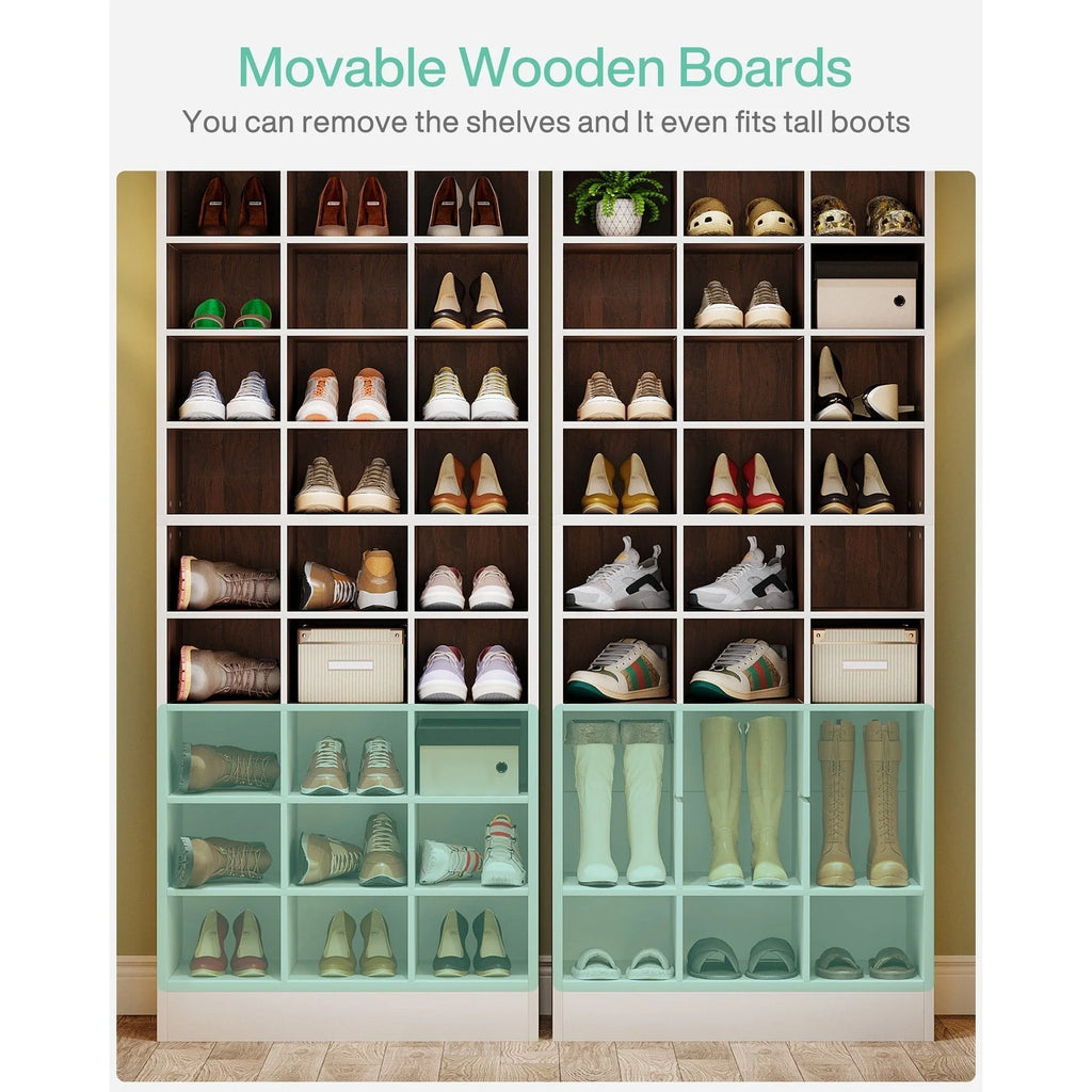 Meuble à chaussures haut pour 30 paires, étagère de rangement blanche en bois à 10 niveaux pour placard et entrée – 10 niveaux