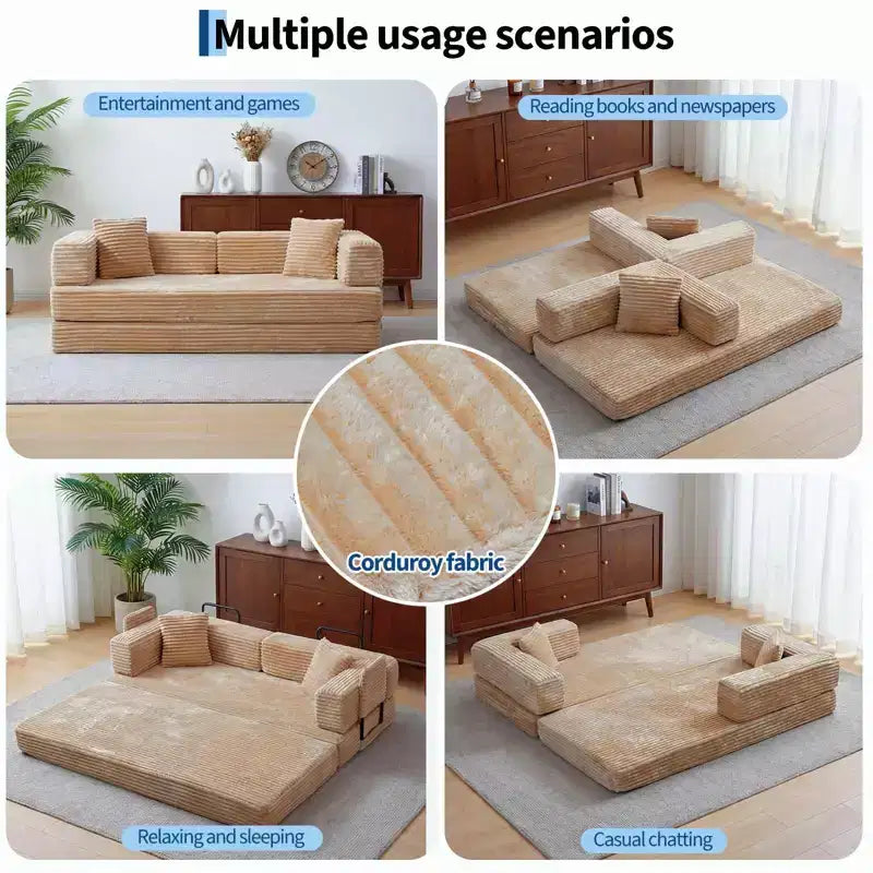 80.7 καναπές-κρεβάτι 5-σε-1 Convertible Sleeper - Κοτλέ, 1200 lbs, Χωρίς συναρμολόγηση
