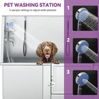 Bañera de aseo para mascotas de acero inoxidable de 50" W ajustable con rampa de escalones