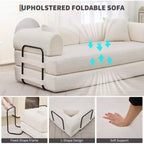 Sofá cama convertible 4 en 1, colchón de suelo plegable de pana sin armazón de 79 pulgadas con almohada, sofá biplaza sin montaje para apartamentos pequeños