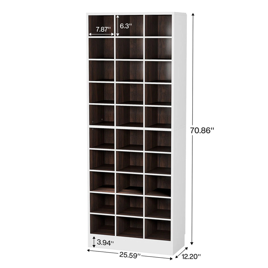 Meuble à chaussures haut pour 30 paires, étagère de rangement blanche en bois à 10 niveaux pour placard et entrée – 10 niveaux