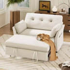 Sofá cama convertible 3 en 1 Dyonery, sofá cama extraíble con bolsillo lateral y respaldo ajustable, montaje sin herramientas, sofá de dos plazas plegable