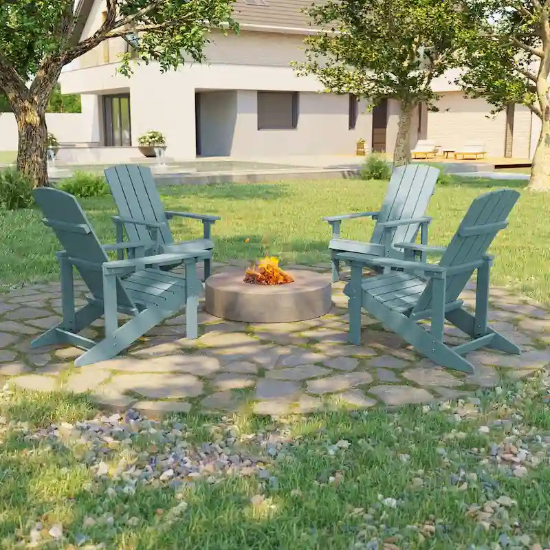 Bonosuki Set di 4 sedie Adirondack da esterno in legno resistente agli agenti atmosferici