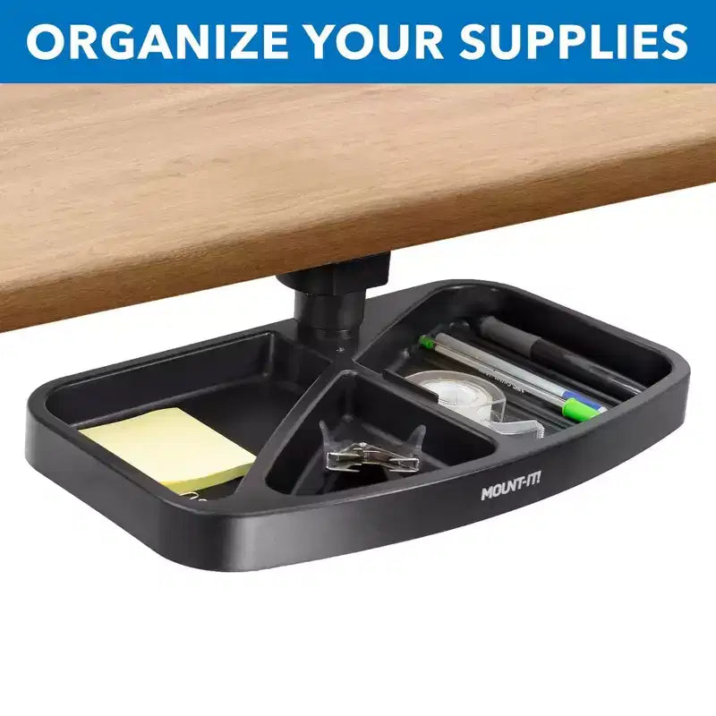 Vassoio girevole portaoggetti sotto la scrivania | Organizzatore ergonomico sottopensile per forniture da ufficio | Si monta su scrivanie, tavoli e banchi da lavoro