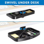 Vassoio girevole portaoggetti sotto la scrivania | Organizzatore ergonomico sottopensile per forniture da ufficio | Si monta su scrivanie, tavoli e banchi da lavoro