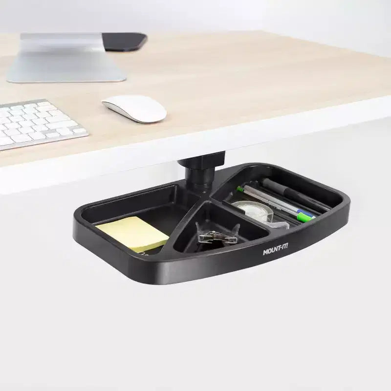 Vassoio girevole portaoggetti sotto la scrivania | Organizzatore ergonomico sottopensile per forniture da ufficio | Si monta su scrivanie, tavoli e banchi da lavoro
