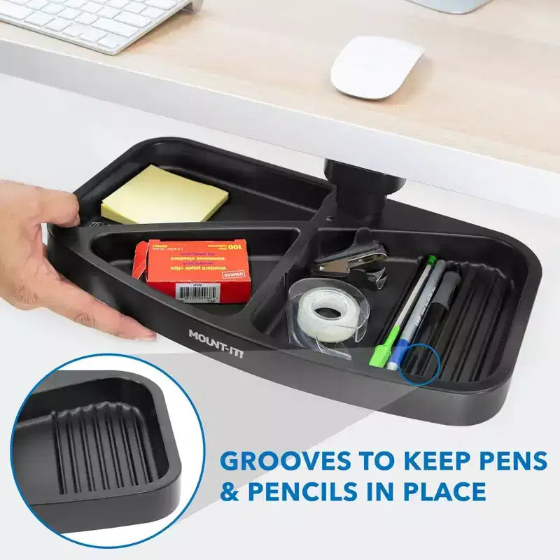 Vassoio girevole portaoggetti sotto la scrivania | Organizzatore ergonomico sottopensile per forniture da ufficio | Si monta su scrivanie, tavoli e banchi da lavoro
