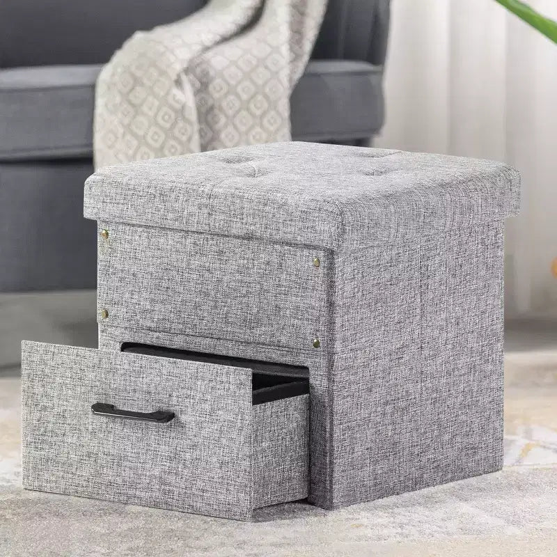 Pouf Contenitore Pieghevole 15 Cube con Cassetto