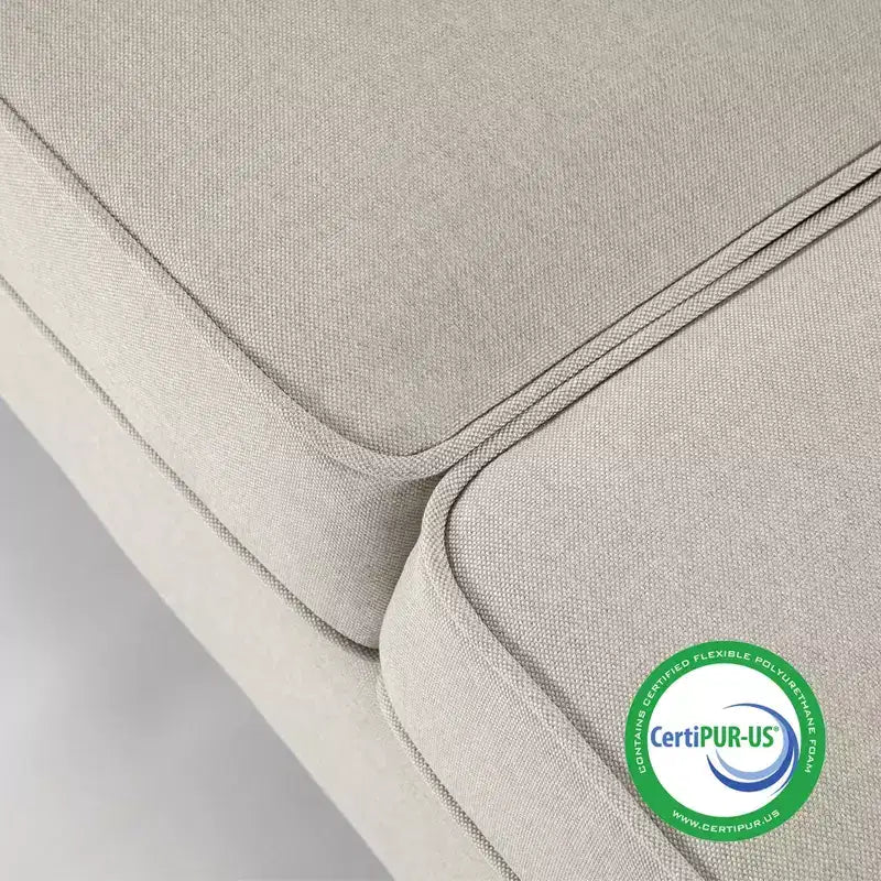 Divano moderno in lino con tasche sui braccioli