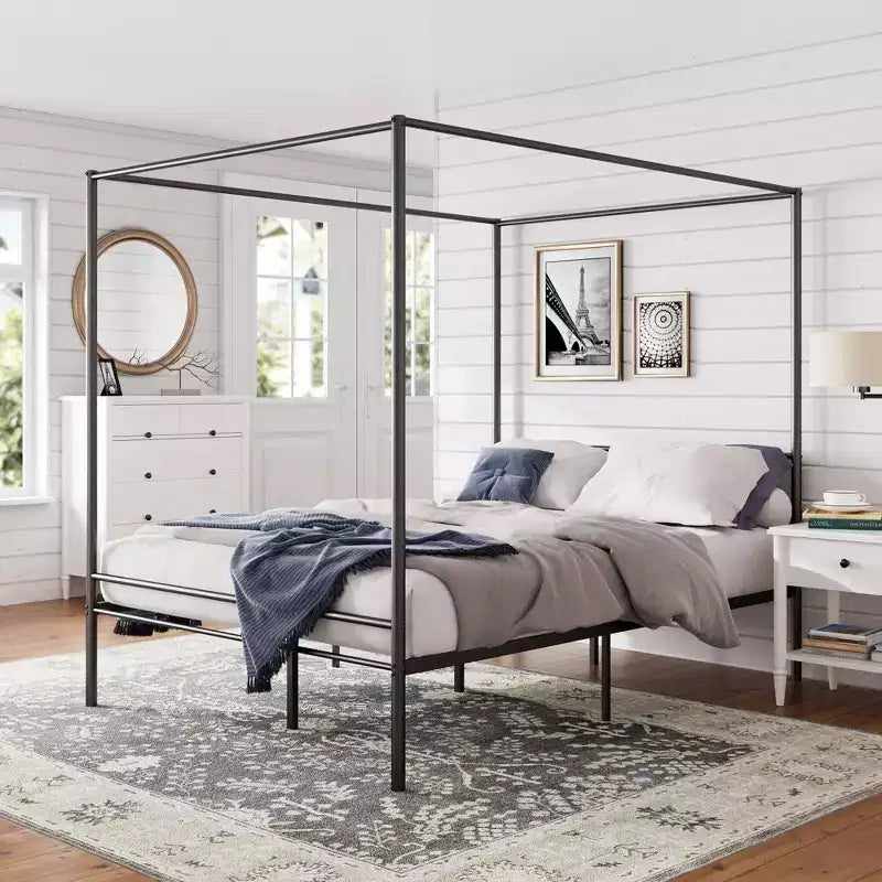 Struttura letto a piattaforma in metallo Canopy, nero