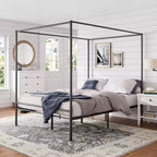 Struttura letto a piattaforma in metallo Canopy, nero