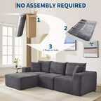 Sofá moderno 108, sofá tapizado de 3 plazas en forma de L con cojines, asiento profundo, no requiere montaje