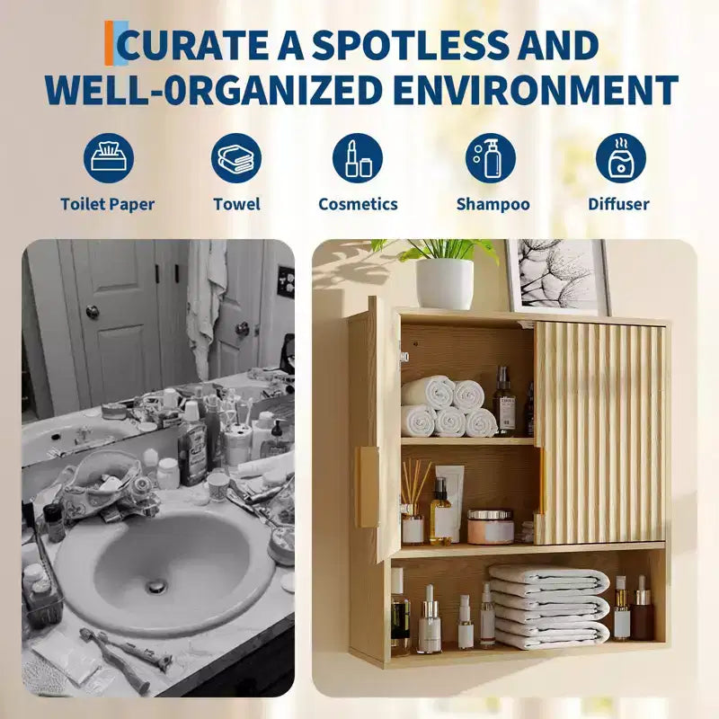 Pensile da bagno - mobiletto per medicinali con ante stile fienile e ripiano regolabile - pensile da 25 x 23,6 x 9 pollici