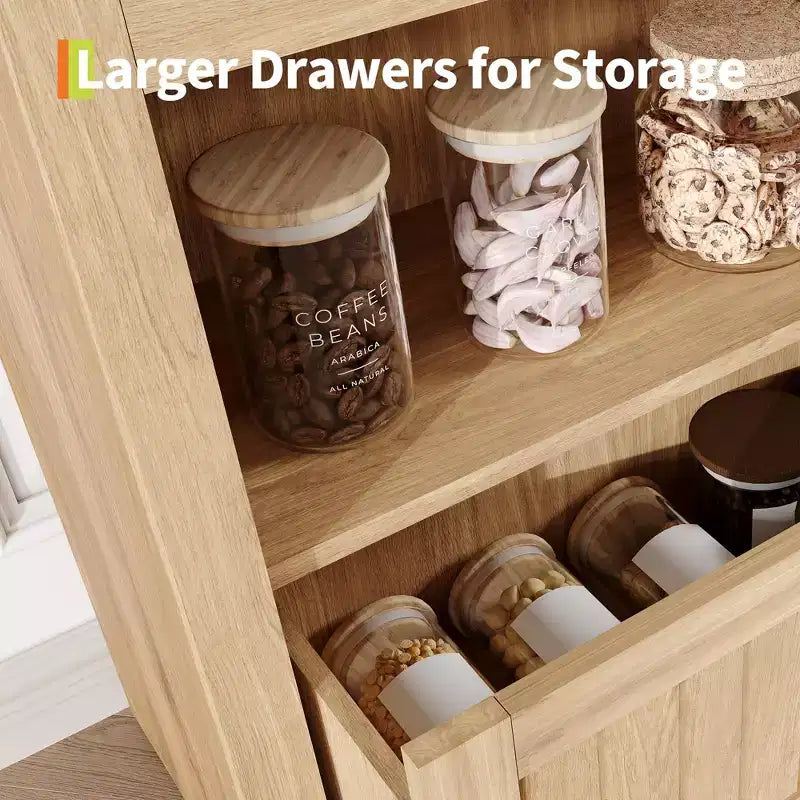 Libreria ad arco da 72" con cassetto contenitore, mobile espositore moderno in legno a 6 ripiani con scaffali aperti e cassetto inferiore, anta curva