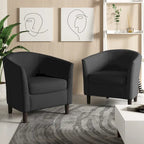 2er-Set moderne Leinen-Sessel im Fassdesign, Clubsessel