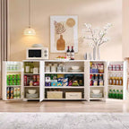 Aparador de cocina con 4 puertas y estantes, aparador moderno grande para almacenamiento, aparador bar para café de 66 pulgadas