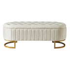 Set da camera da letto in 2 pezzi, letto a piattaforma matrimoniale LED con pouf contenitore