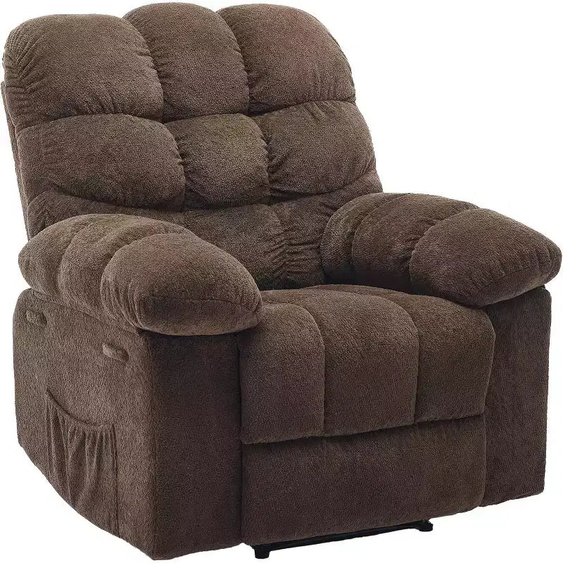 Sillón reclinable manual de tela transpirable y ergonómica con bolsillos laterales, sofá individual, adecuado para la sala de estar o el dormitorio