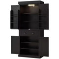 Credenza dispensa da cucina da 71 con luci LED, 6 ripiani sulle ante, un cassetto e 4 ripiani regolabili