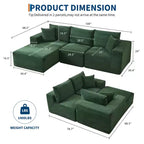 Sofá moderno 108, sofá tapizado de 3 plazas en forma de L con cojines, asiento profundo, no requiere montaje