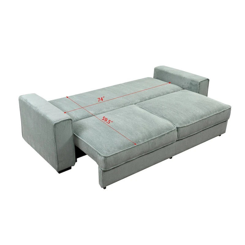 Sofá cama grande Roomfitters con almacenamiento, sofá moderno de 3 plazas, sofá con respaldo tapizado para espacios pequeños