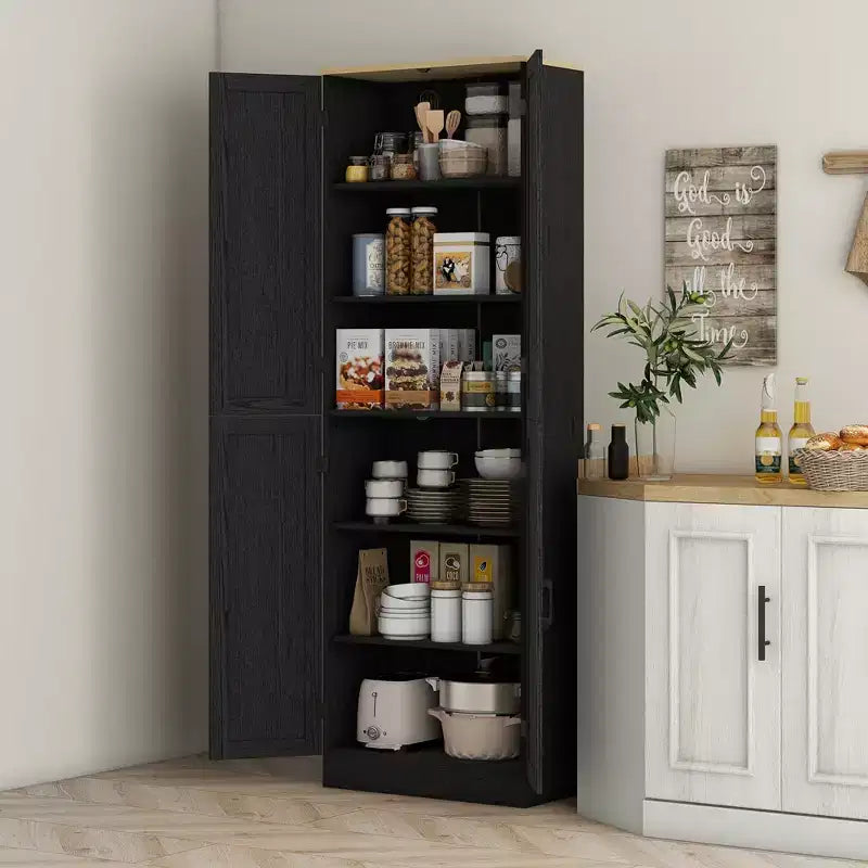 Dispensa da cucina indipendente HOMCOM 67, mobile contenitore a 4 ante con ripiani e ante regolabili