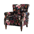 Araceli traditionele houten bloemenfauteuil met bekleding, hoge rugleuning en sierspijkerrand| ART OF LIVING DESIGNS