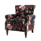 Araceli traditionele houten bloemenfauteuil met bekleding, hoge rugleuning en sierspijkerrand| ART OF LIVING DESIGNS
