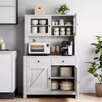 Keukenkast met voorraadruimte en magnetronstandaard, buffetkast met verstelbare planken voor de keuken en eetkamer