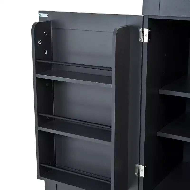 Despensa de cocina independiente de 77 pulgadas de alto, armario de almacenamiento estilo granja con estantes ajustables, estantes en las puertas, cajones y botelleros - ModernLuxe