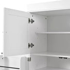 Despensa de cocina independiente de 77 pulgadas de alto, armario de almacenamiento estilo granja con estantes ajustables, estantes en las puertas, cajones y botelleros - ModernLuxe