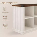 Libreria organizer con 8 scomparti, mobile orizzontale in stile rustico, libreria in legno da 62 pollici con vani portaoggetti per ingresso, libreria lunga e bassa per soggiorno