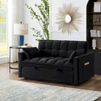 Divano letto loveseat 4 in 1 con braccioli e tasche portaoggetti, divano letto estraibile trapuntato multifunzione con schienale regolabile
