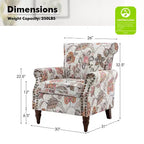 Araceli traditionele houten bloemenfauteuil met bekleding, hoge rugleuning en sierspijkerrand| ART OF LIVING DESIGNS