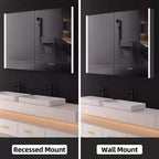 Pensile a specchio a LED con luci – Montaggio a incasso/parete, anti-appannamento, dimmerabile