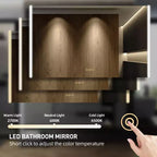 Pensile a specchio a LED con luci – Montaggio a incasso/parete, anti-appannamento, dimmerabile