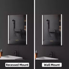 Pensile a specchio a LED con luci – Montaggio a incasso/parete, anti-appannamento, dimmerabile