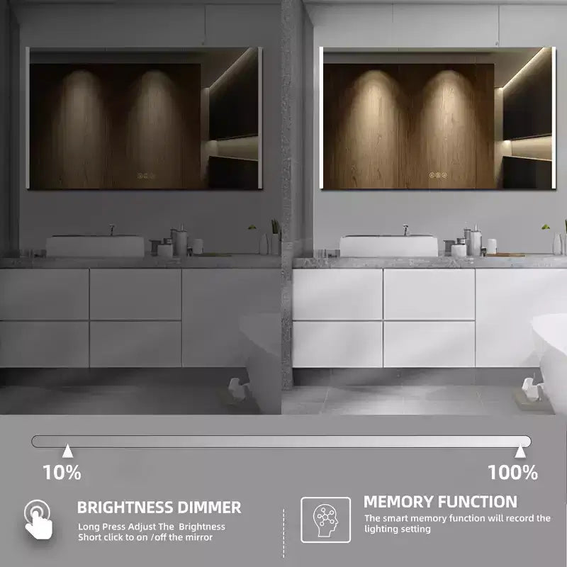 Pensile a specchio a LED con luci – Montaggio a incasso/parete, anti-appannamento, dimmerabile