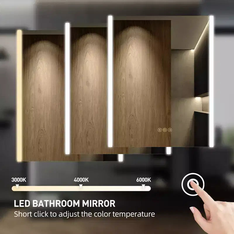 Pensile a specchio a LED con luci – Montaggio a incasso/parete, anti-appannamento, dimmerabile