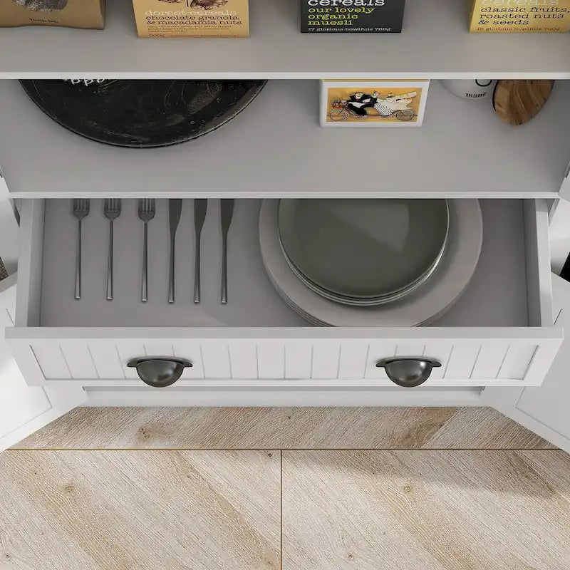 Dispensa da cucina da 72 pollici, mobile tradizionale indipendente con 4 ante e 3 ripiani regolabili, ampio cassetto centrale