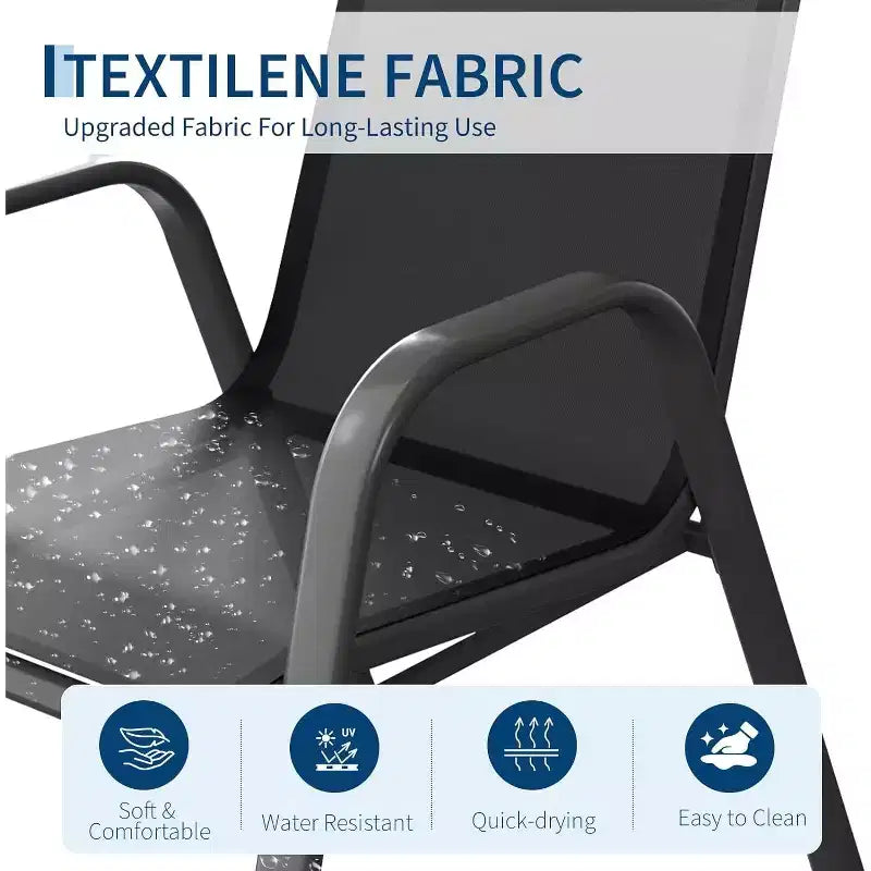 Sillas de patio, juego de 4/6 sillas de comedor apilables para exteriores, ligeras y resistentes a todo tipo de clima, de textileno, con reposabrazos, para jardín y zona de piscina