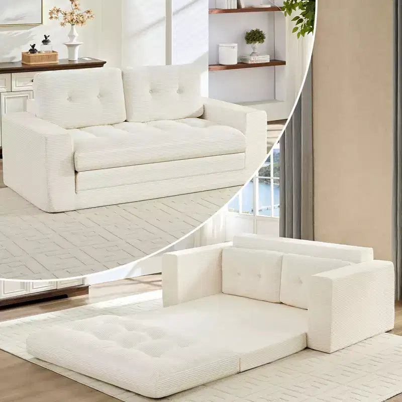 Mjkone 71-Zoll-2-in-1-Schlafsofa, klappbares Sofa aus Kordstoff mit Knopfheftung, Loveseat-Schlafsofa, platzsparend