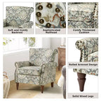 Araceli traditionele houten bloemenfauteuil met bekleding, hoge rugleuning en sierspijkerrand| ART OF LIVING DESIGNS
