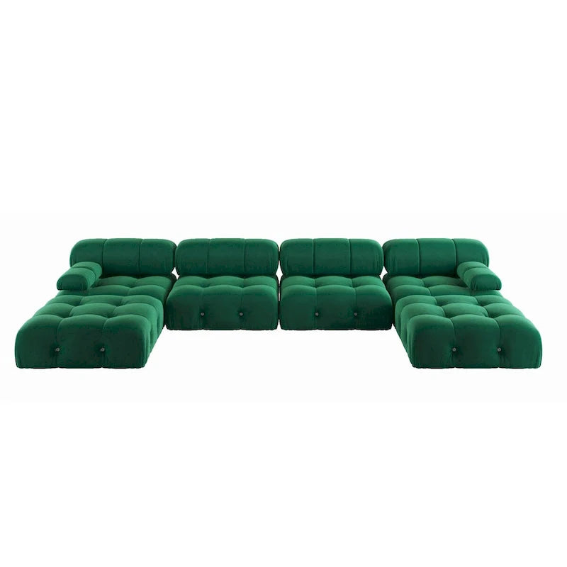 138' umbaubares modulares Ecksofa, U-förmige minimalistische Samtsofas