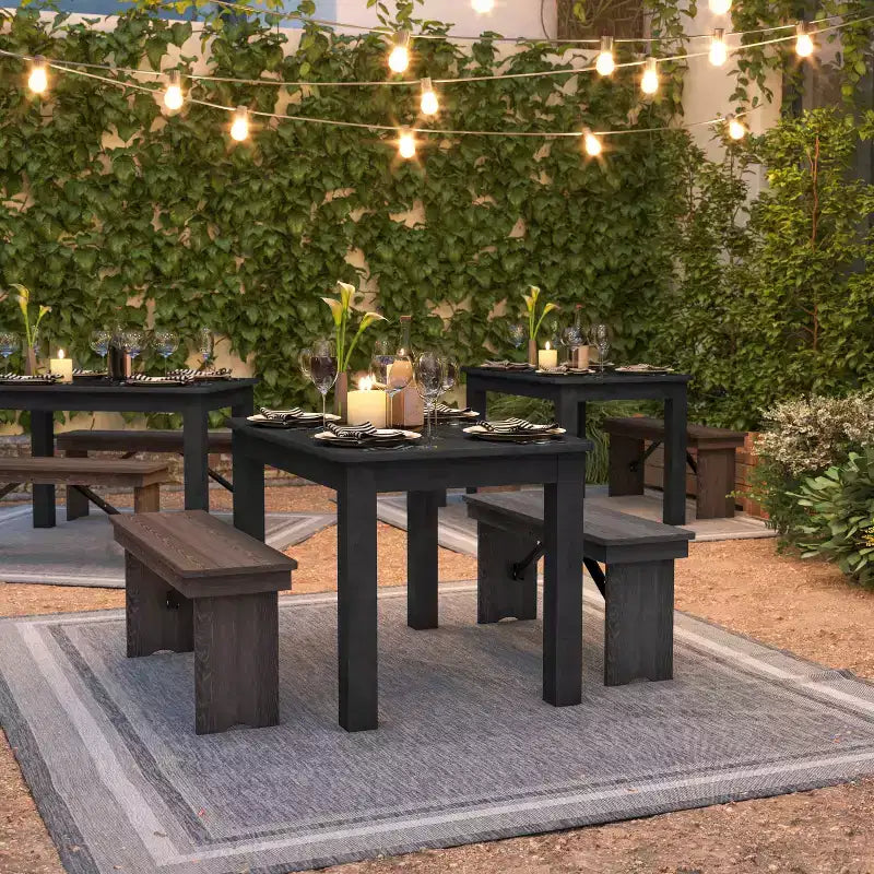 Mesa de comedor rústica Flash Furniture de pino macizo, rectangular, de 46 x 30