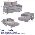Divano letto in velluto a coste convertibile 3-in-1 da 64,5 con letto estraibile