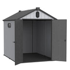 Cobertizo de almacenamiento exterior de plástico de resina resistente a todo tipo de clima, de 6 x 4 pies/6 x 8 pies/8 x 6 pies/8 x 10 pies, con suelo, cobertizo para herramientas Spire