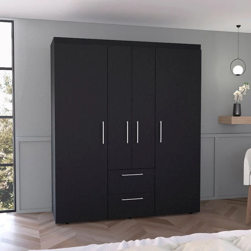 Bariloche Kleiderschrank mit Kleiderstangen, Regalen und 2 Schubladen