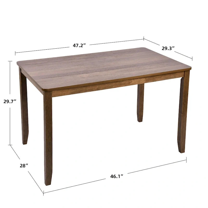 5-teiliges Esszimmerset aus Massivholz, 47L (1 Tisch + 4 Stühle mit Sprossenlehne)