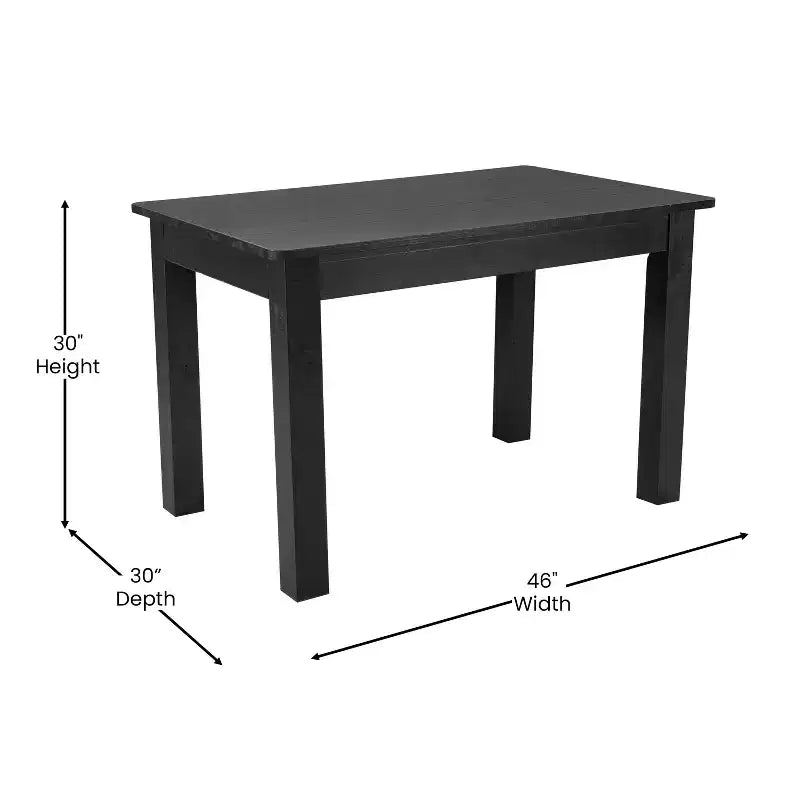 Mesa de comedor rústica Flash Furniture de pino macizo, rectangular, de 46 x 30